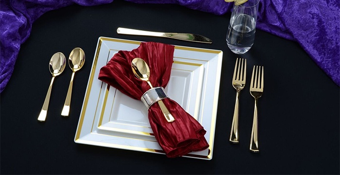 Heavyweight Gold Cutlery for Single Use by Fineline Settings